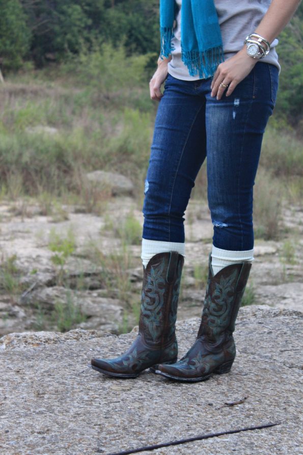 Fall Outfit Idea: Cowboy Boots & Boot Socks | Mom Fabulous