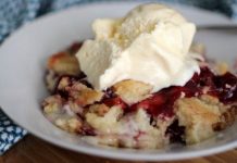 This Cherry Dump Cake recipe only has 4 ingredients and is a definite crowd pleaser!