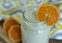 The Sunrise Smoothie recipe only has four easy-to-find ingredients, it takes about a minute to whip up and it’s so full of flavor that it will be both adult and kid-pleasing.