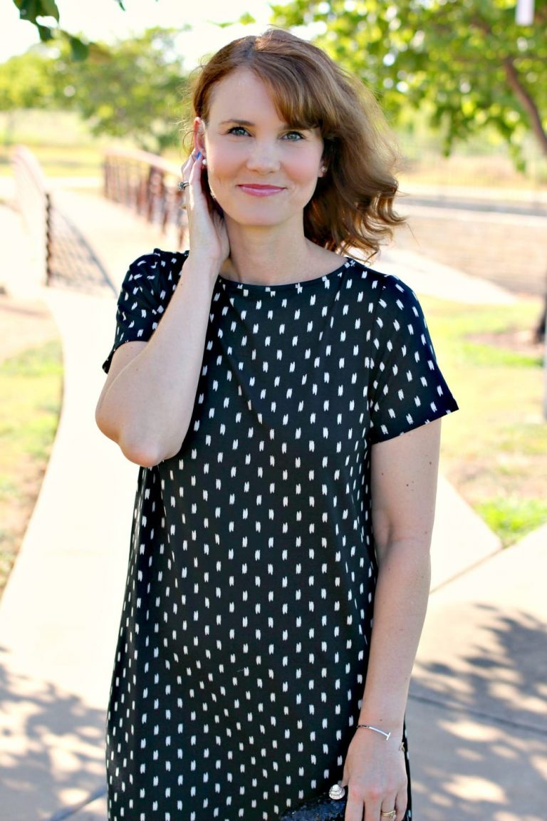 Wrinkle Free Ikat Knit Dress Outfit