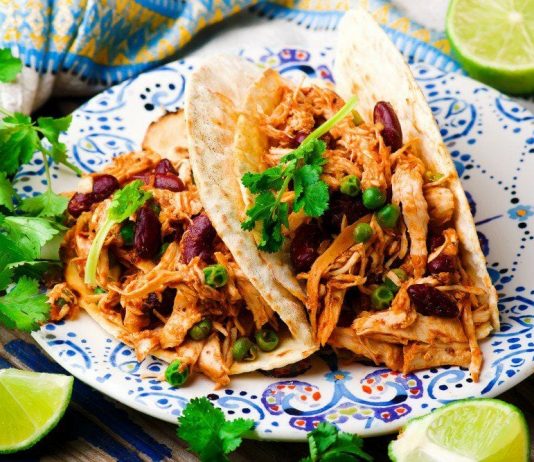 Slow Cooker Shredded Chicken Tex-Mex. selective focus