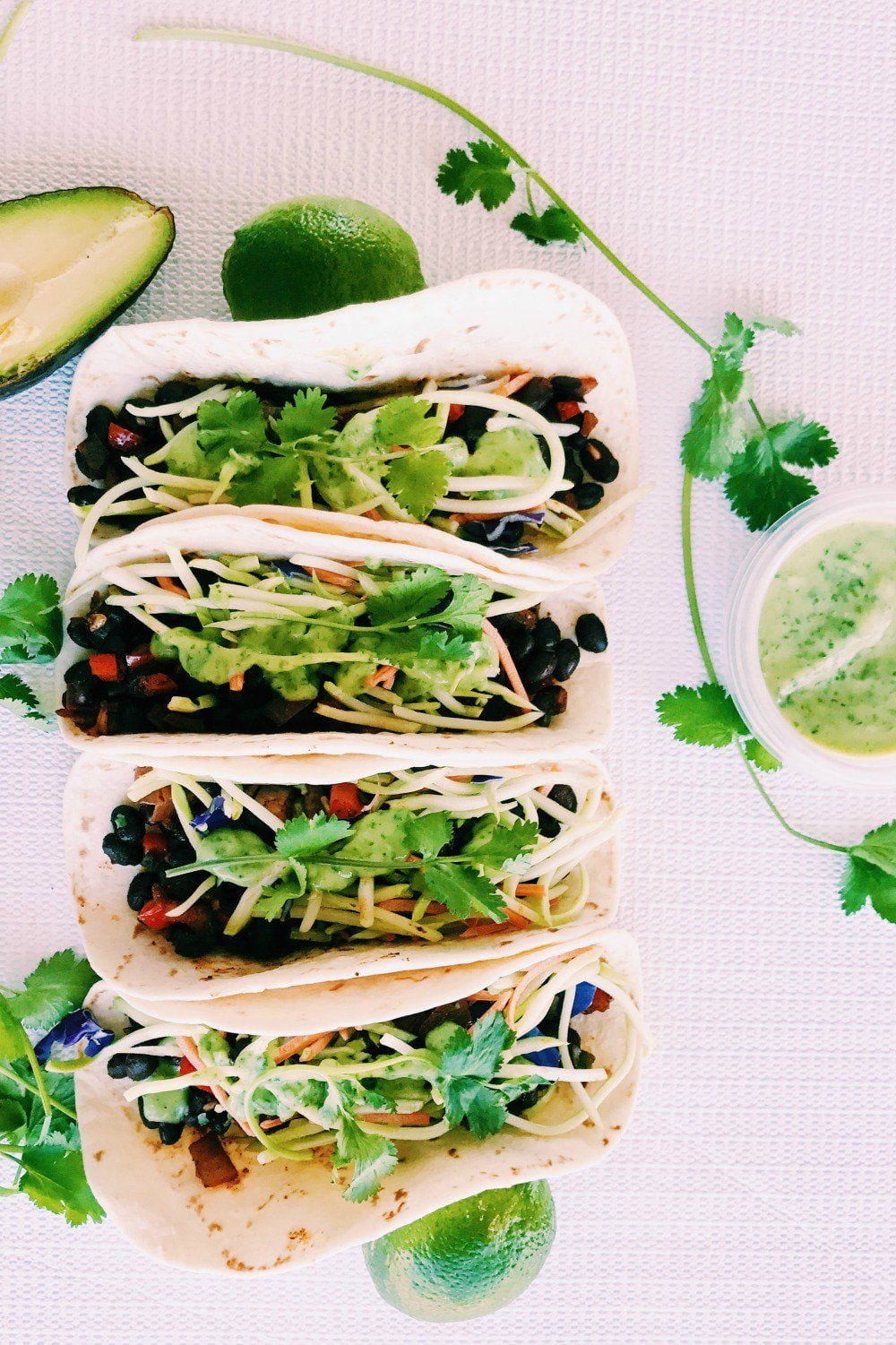 Black Bean Tacos with Dairy Free Avocado Cilantro Lime Sauce | Mom Fabulous